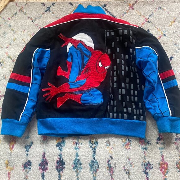 Vintage Marvel Spider Man Jacket Big Boy Medium Embroidered Racing Spider Sense - Picture 8 of 11